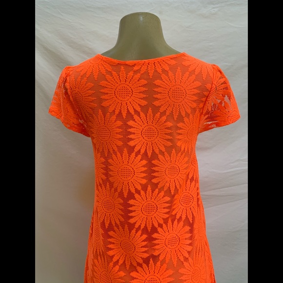 Kimchi Blue Sz Medium Orange Sunflower Lace Dress - Picture 8 of 13